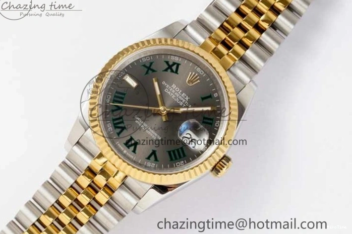 MiroTime 0215 UrbanChic DateJust 36mm SS YG DIWF 1:1 Best Edition 904L Steel Gray Dial Green Markers on Jubilee Bracelet SA 2309